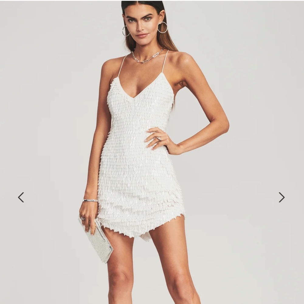 Retrofete Ivory Textured Mini Dress
